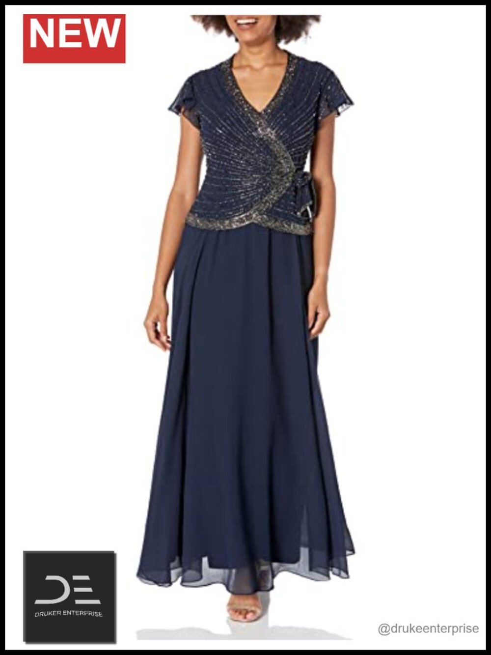 Women's A-Line V-Neck Formal Evening Dress Long Sleeve Ruffle